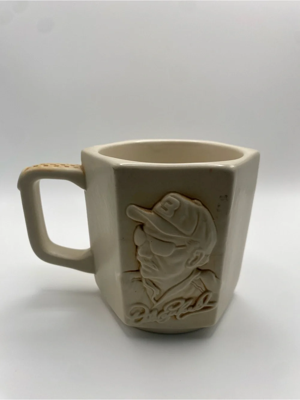 Nascar Cream Ceramic Relief Portrait Mug